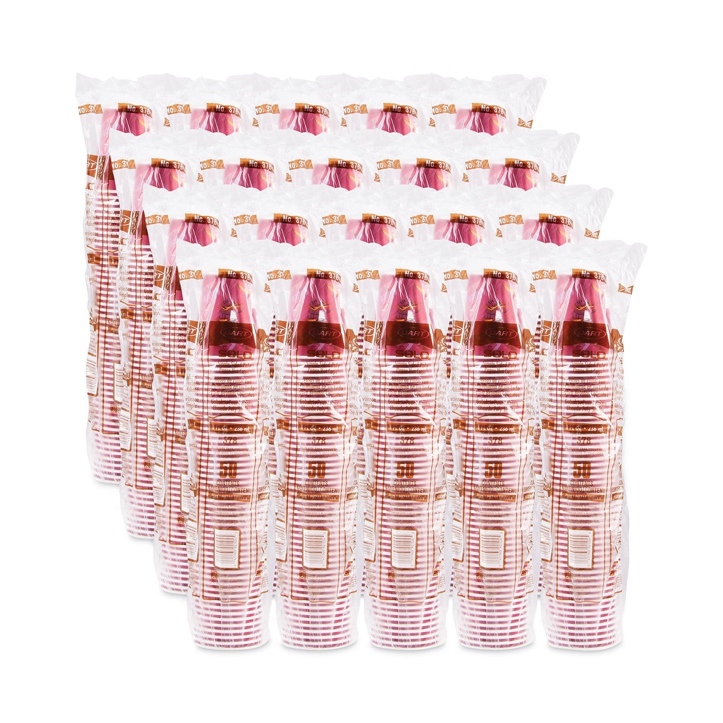 SOLO® Paper Hot Drink Cups in Bistro Design, 8 oz, Maroon, 50/Bag, 20 Bags/Carton