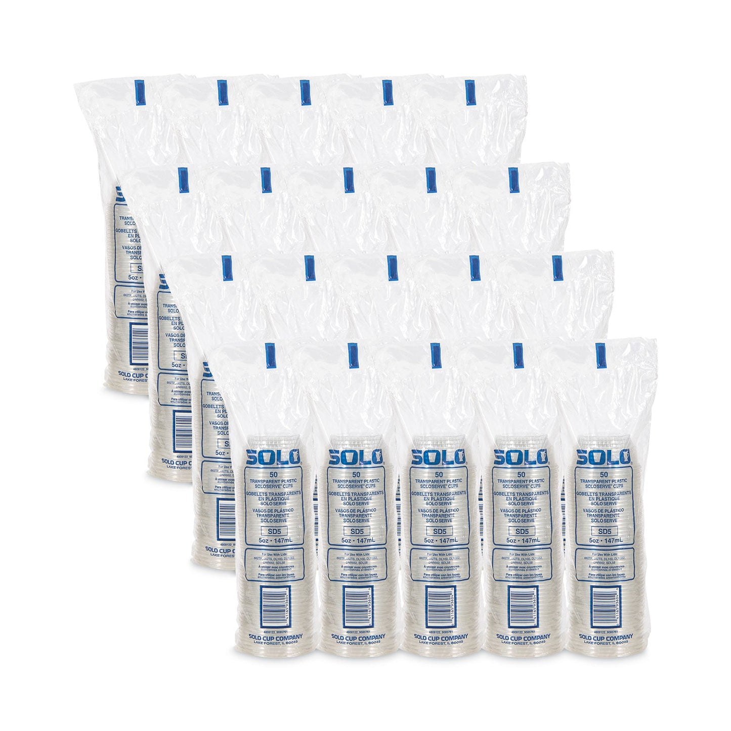 SOLO® SoloServe Dome Cup Lids, Fits 5 oz to 8 oz Containers, Plastic, Clear, 50/Pack, 20 Packs/Carton