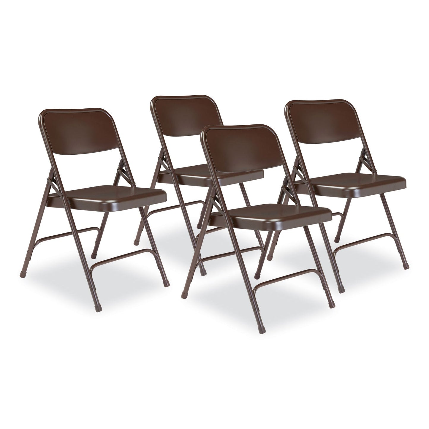 NPS® 200 Series Premium All-Steel Double Hinge Folding Chair, Supports Up to 500 lb, 17.25" Seat Height, Brown, 4/Carton
