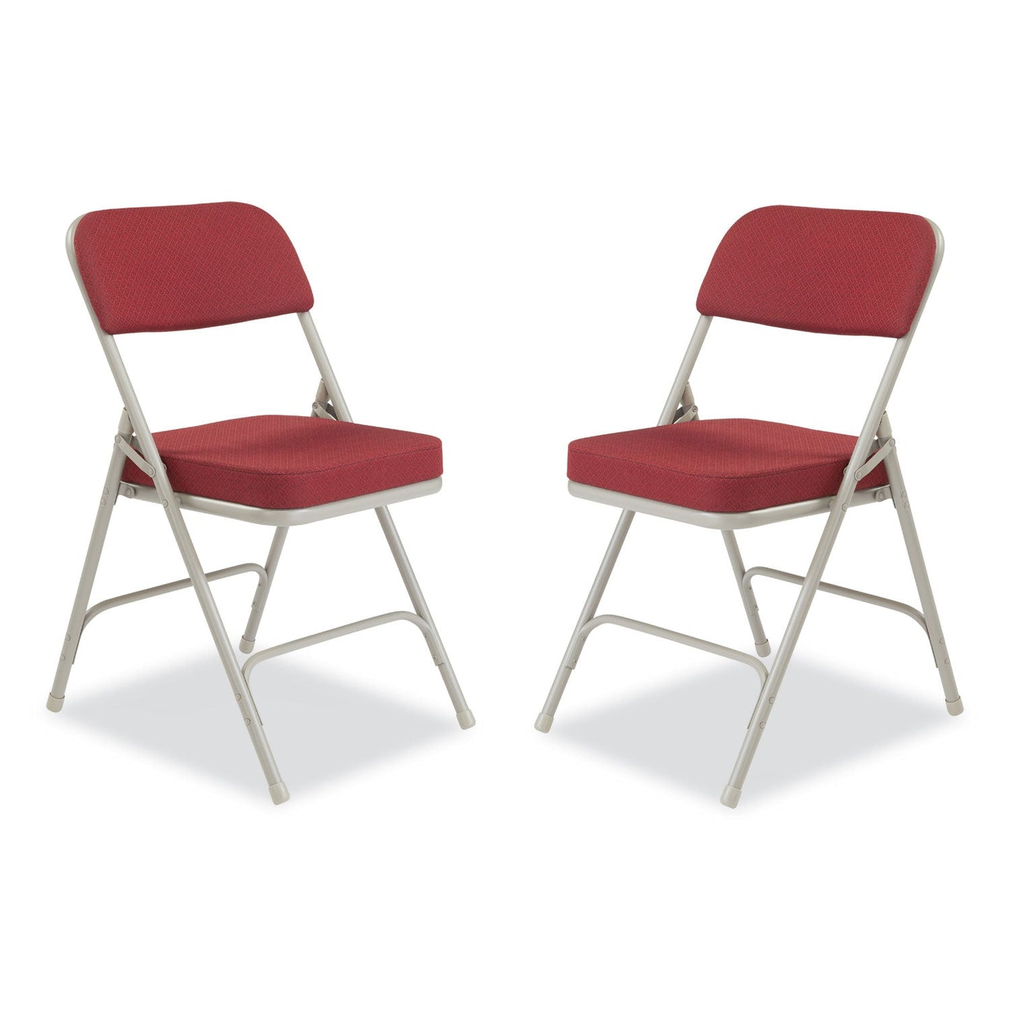 NPS® 3200 Series Premium Fabric Dual-Hinge Folding Chair, Supports Up to 300 lb, Burgundy Seat, Burgundy Back, Gray Base, 2/Carton