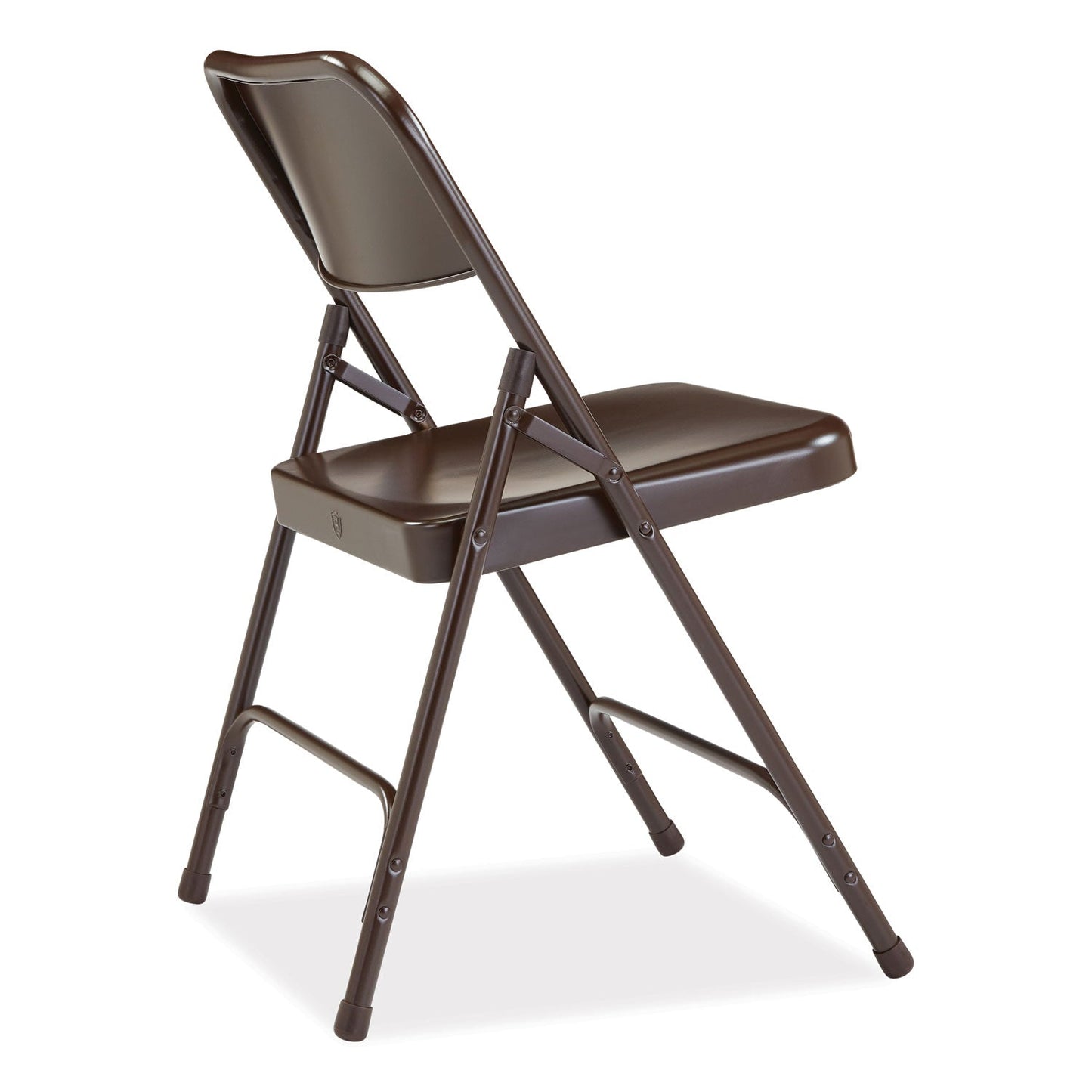 NPS® 200 Series Premium All-Steel Double Hinge Folding Chair, Supports Up to 500 lb, 17.25" Seat Height, Brown, 4/Carton