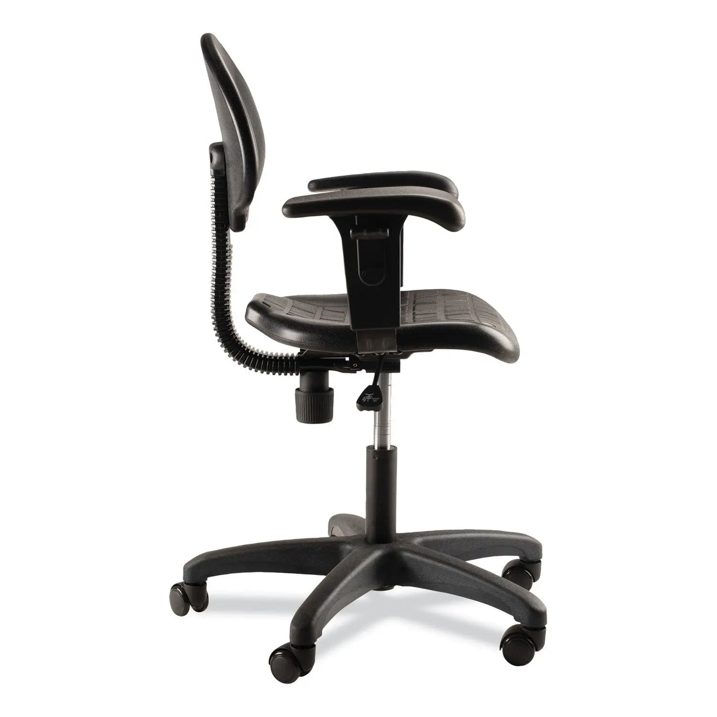 NPS® 6700 Series Polyurethane Adjustable Height Task Chair with Arms, Supports 300 lb, 16" to 21" Seat Height, Black Seat/Base