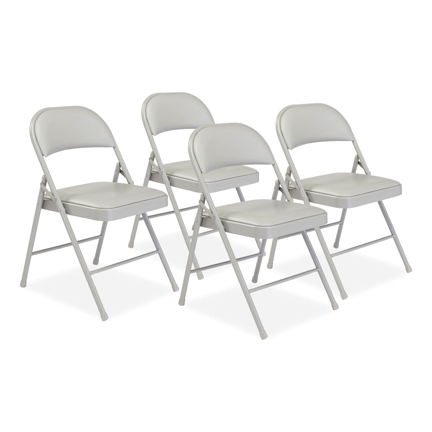 BASICS by NPS® 950 Series Vinyl Padded Steel Folding Chair, Supports Up to 250 lb, 17.75" Seat Height, Gray, 4/Carton