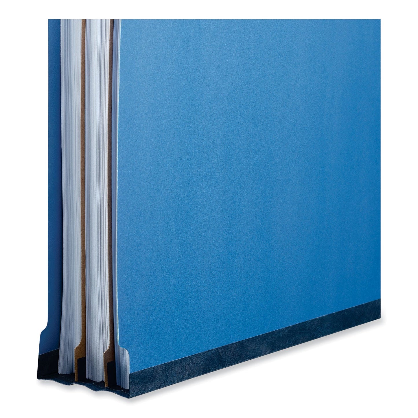 Universal® Bright Colored Pressboard Classification Folders, 2" Expansion, 2 Dividers, 6 Fasteners, Legal Size, Cobalt Blue, 10/Box