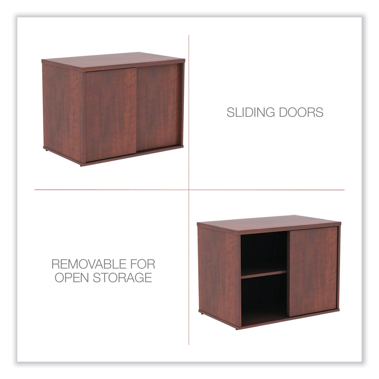 Alera® Alera Open Office Desk Series Low Storage Cabinet Credenza, Woodgrain Laminate, 29.5" x 19.13" x 22.78", Medium Cherry