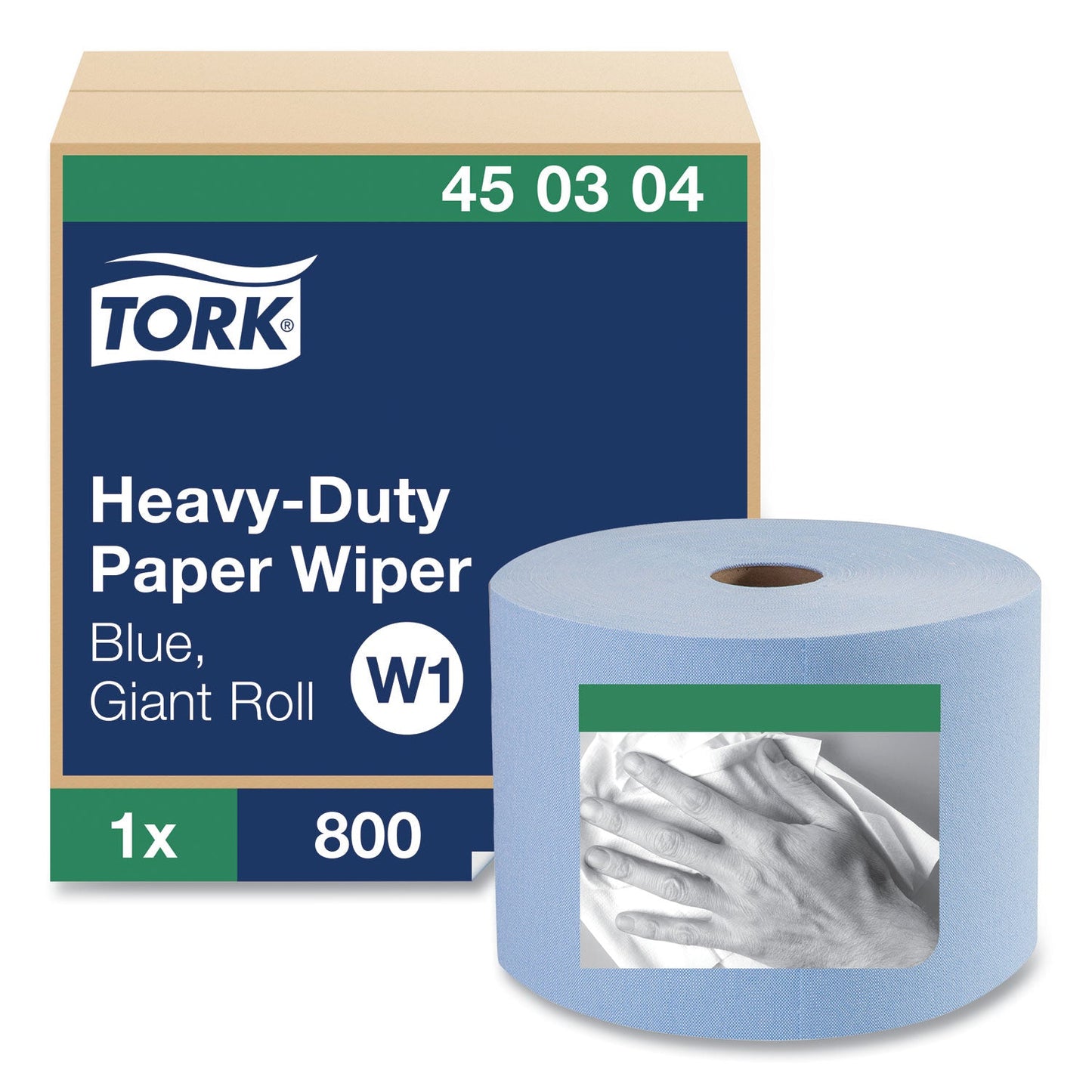 Tork® Heavy-Duty Paper Wiper, 1-Ply, 11.1" x 800 ft, Blue