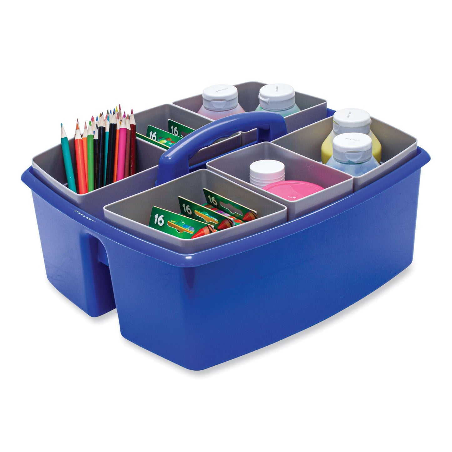 Storex Large Caddy with Sorting Cups, Blue, 2/Carton