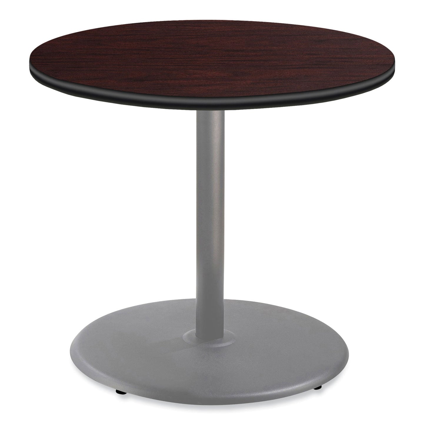 NPS® Cafe Table, 36" Diameter x 30h, Round Top/Base, Mahogany Top, Gray Base