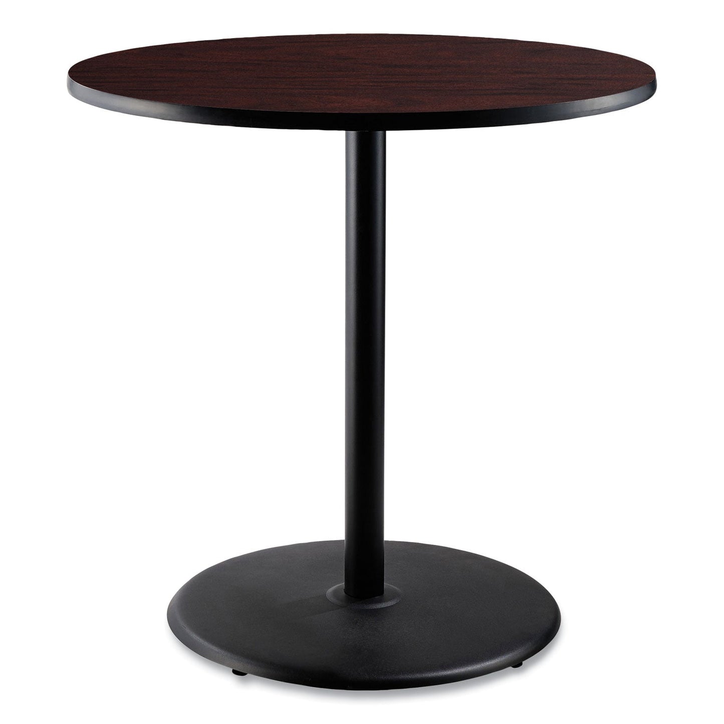 NPS® Cafe Table, 36" Diameter x 42h, Round Top/Base, Mahogany Top, Black Base