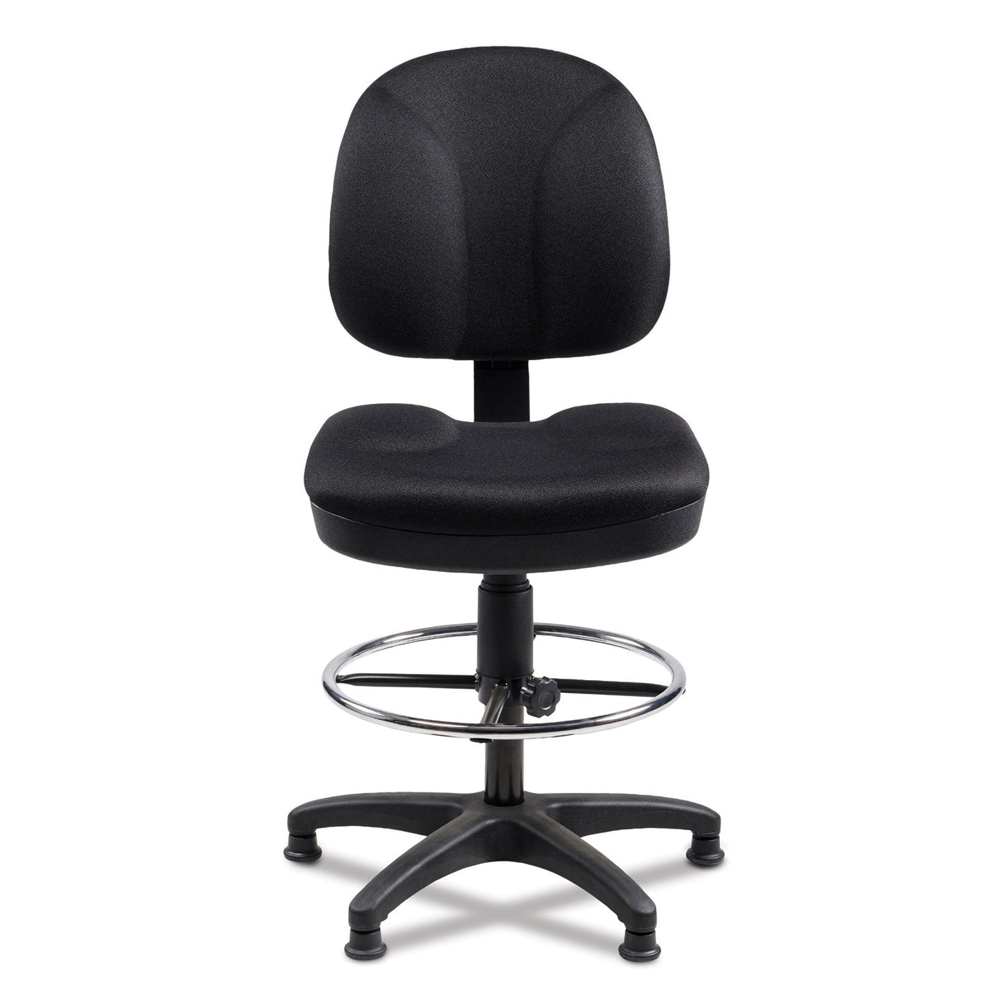 NPS® Comfort Task Stool, Supports Up to 300 lb, 24.5" to 34.5" Seat Height, Black Seat, Black Back, Black Base