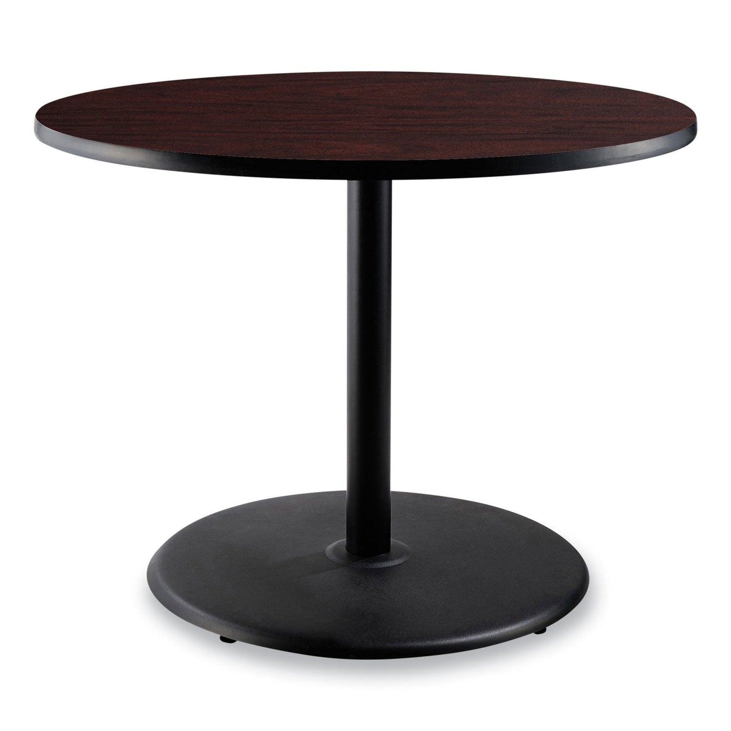 NPS® Cafe Table, 36" Diameter x 30h, Round Top/Base, Mahogany Top, Black Base