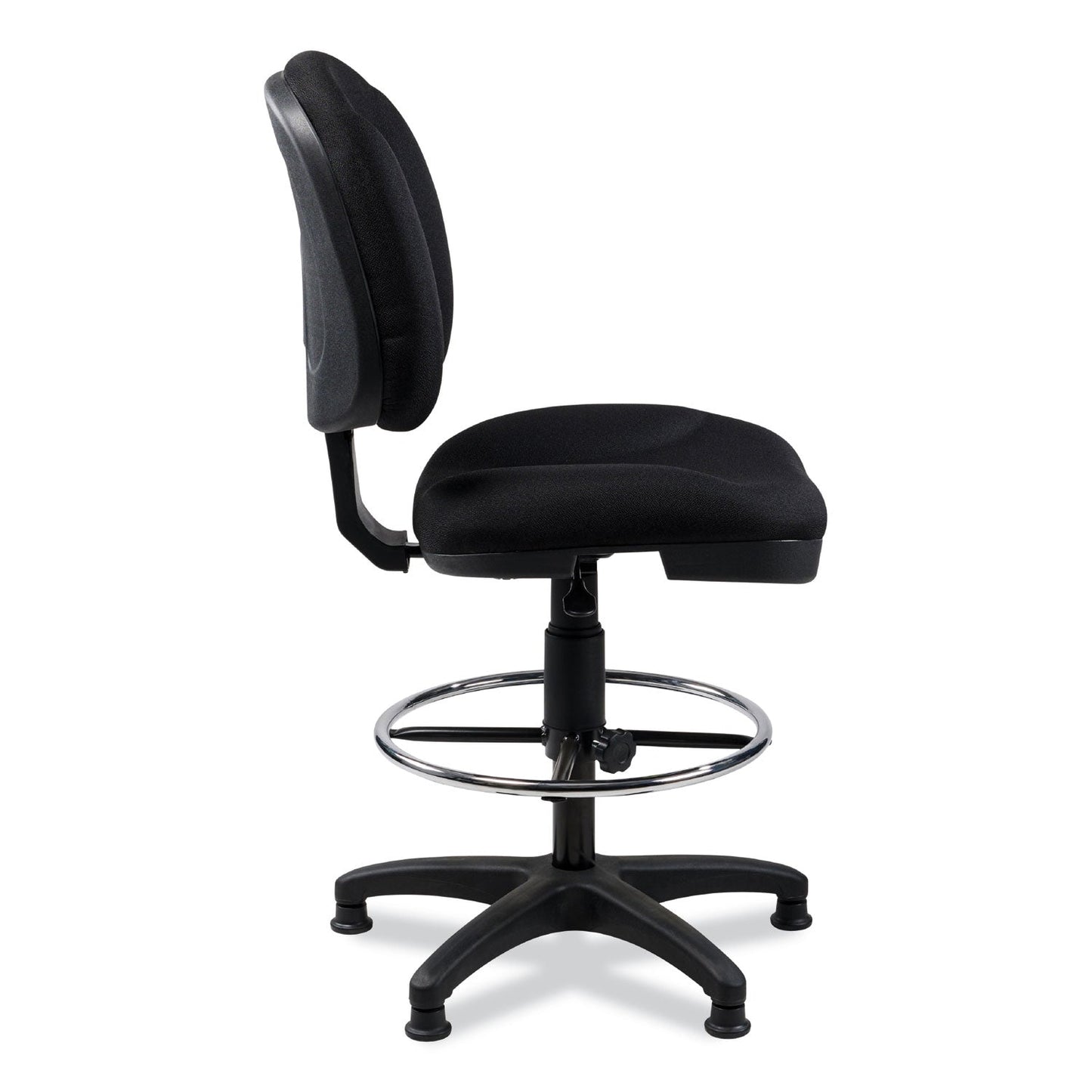 NPS® Comfort Task Stool, Supports Up to 300 lb, 24.5" to 34.5" Seat Height, Black Seat, Black Back, Black Base