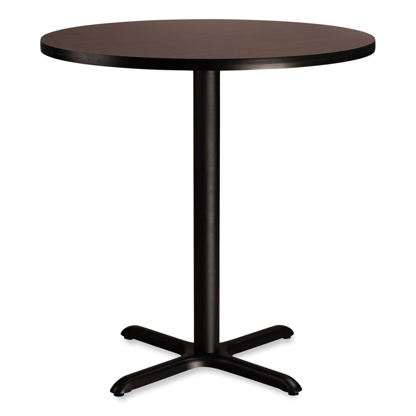 NPS® Cafe Table, 36" Diameter x 36h, Round Top/X-Base, Mahogany Top, Black Base