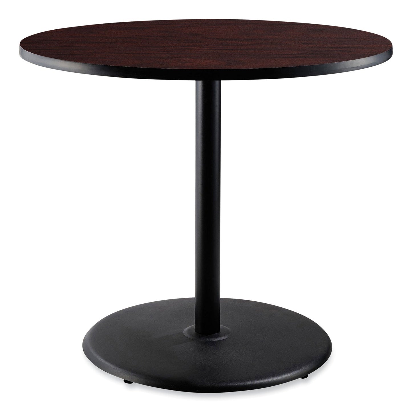 NPS® Cafe Table, 36" Diameter x 36h, Round Top/Base, Mahogany Top, Black Base