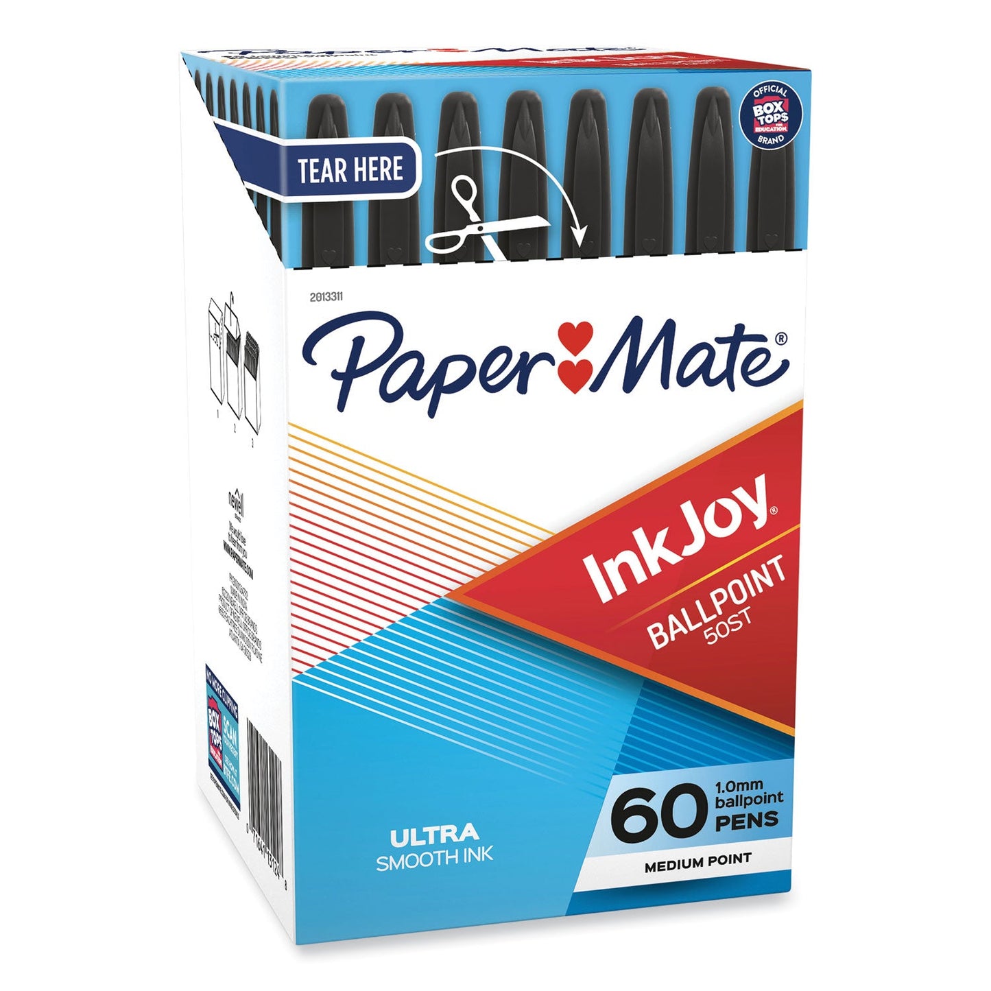 Paper Mate® InkJoy 50ST Ballpoint Pen, Stick, Medium 1 mm, Black Ink, Clear Barrel, 60/Pack
