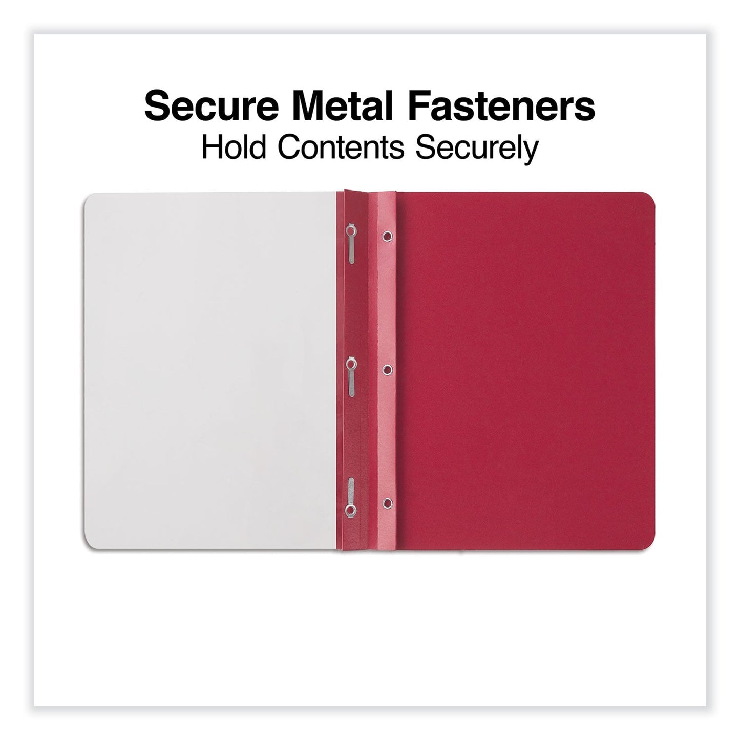 Universal® Clear Front Report Cover, Prong Fastener, 0.5" Capacity, 8.5 X 11, Clear/red, 25/box