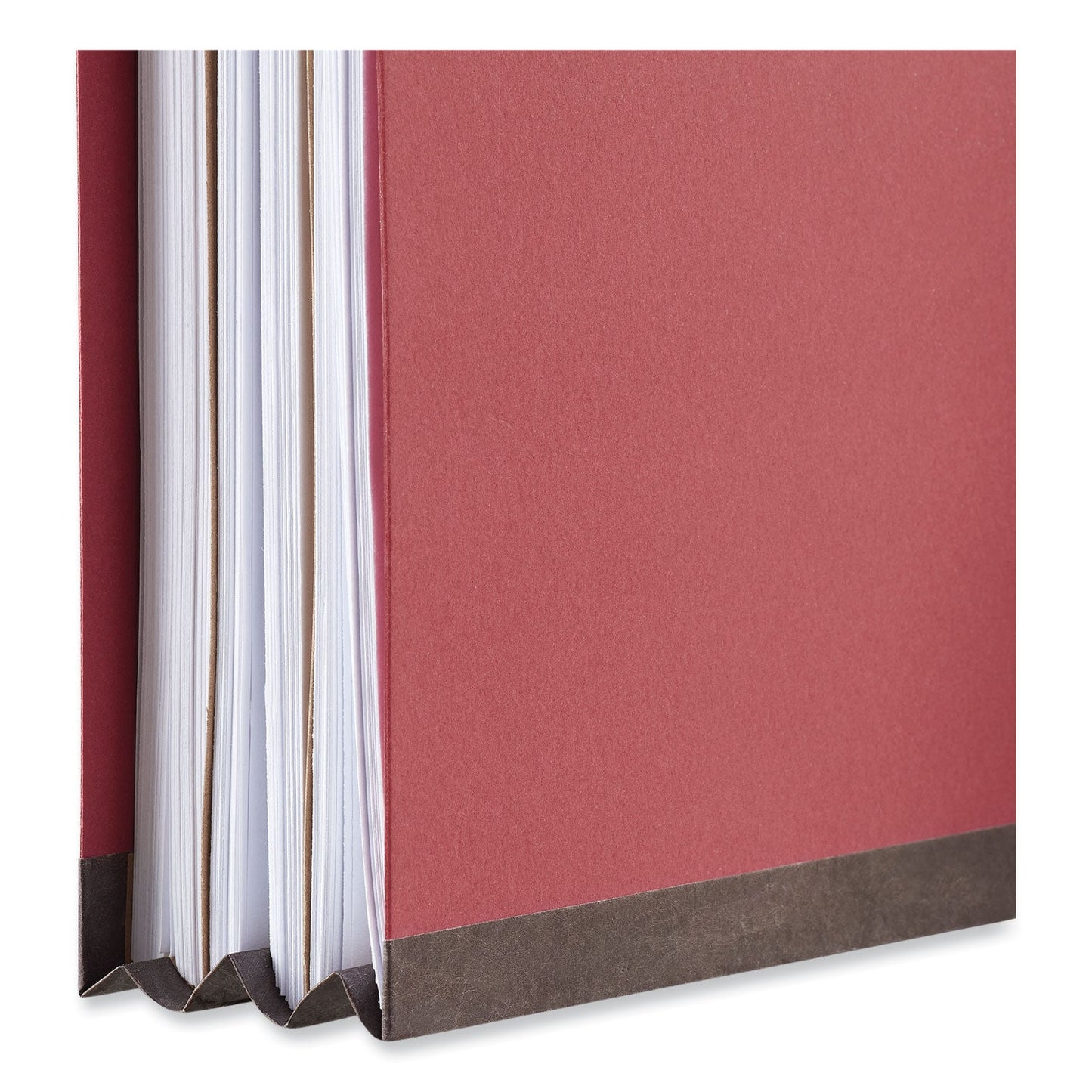 Universal® Four-Section Pressboard Classification Folders, 2" Expansion, 1 Divider, 4 Fasteners, Letter Size, Red Exterior, 10/Box