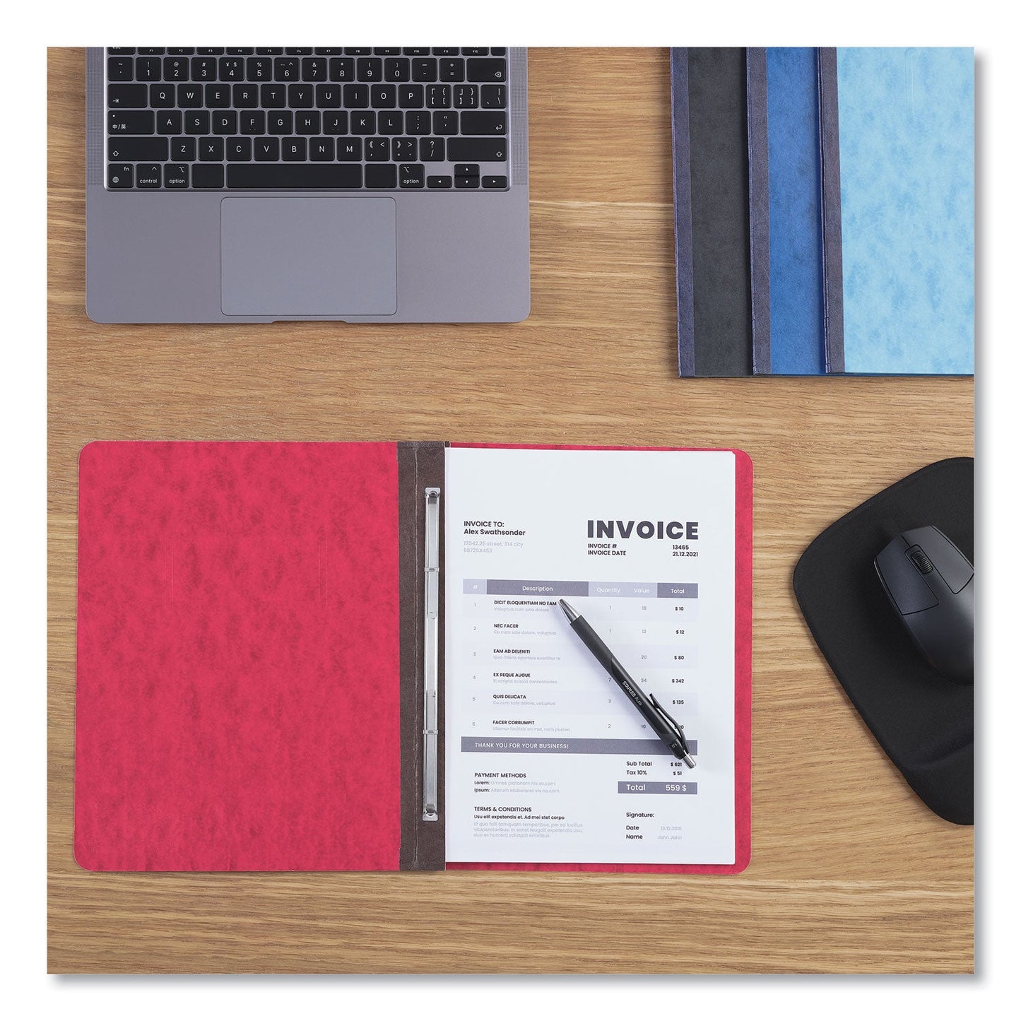 Universal® Pressboard Report Cover, Two-Piece Prong Fastener, 3" Capacity, 8.5 X 11, Executive Red/executive Red