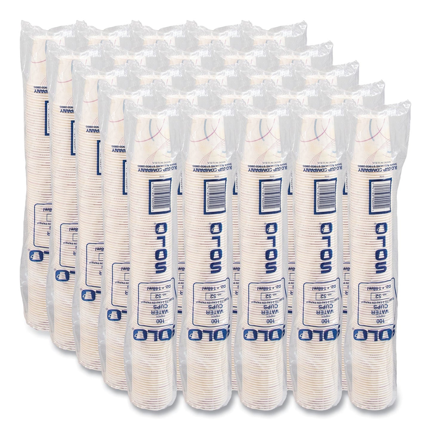 SOLO® Paper Water Cups, 5 oz, Meridian Design, 100/Sleeve, 25 Sleeves/Carton
