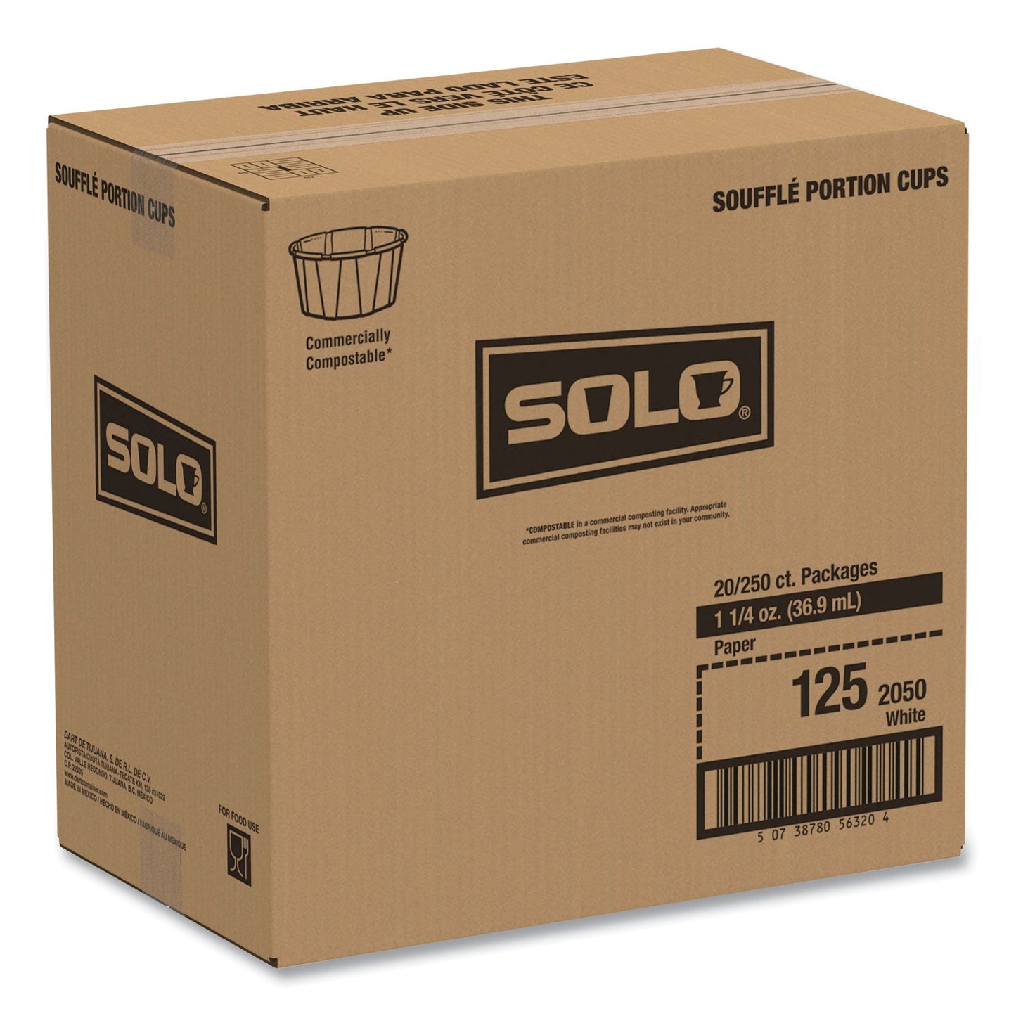 SOLO® Paper Portion Cups, 1.25 oz, White, 250/Bag, 20 Bags/Carton