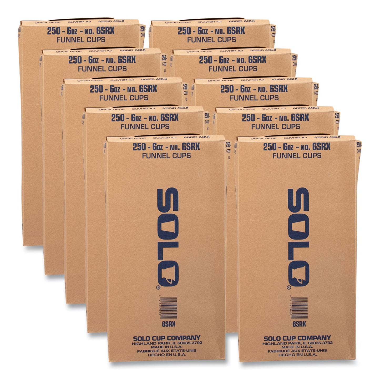 SOLO® Bare Eco-Forward Treated Paper Funnel Cups, 6 oz, White, 250/Bag, 10/Carton