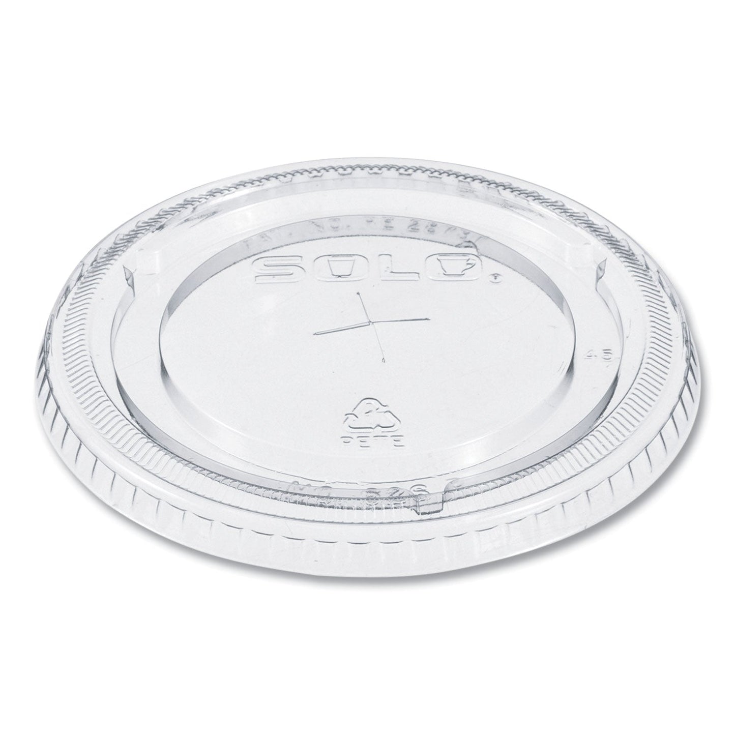 SOLO® PETE Flat Straw-Slot Cold Cup Lids, Fits 16 oz to 24 oz Cold Cups, Plastic, Clear, 100/Pack, 10 Packs/Carton