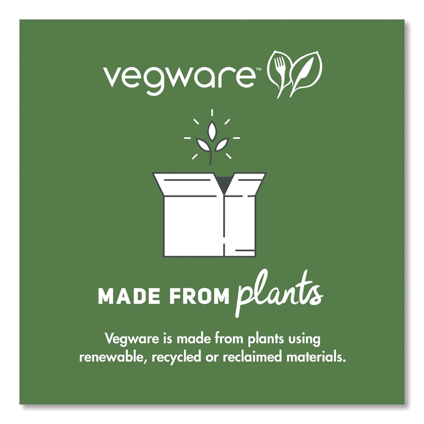Vegware™ Nourish Molded Fiber Takeout Containers, Compostable, 5.9 x 5.9 x 2.9, White, Sugarcane, 400/Carton