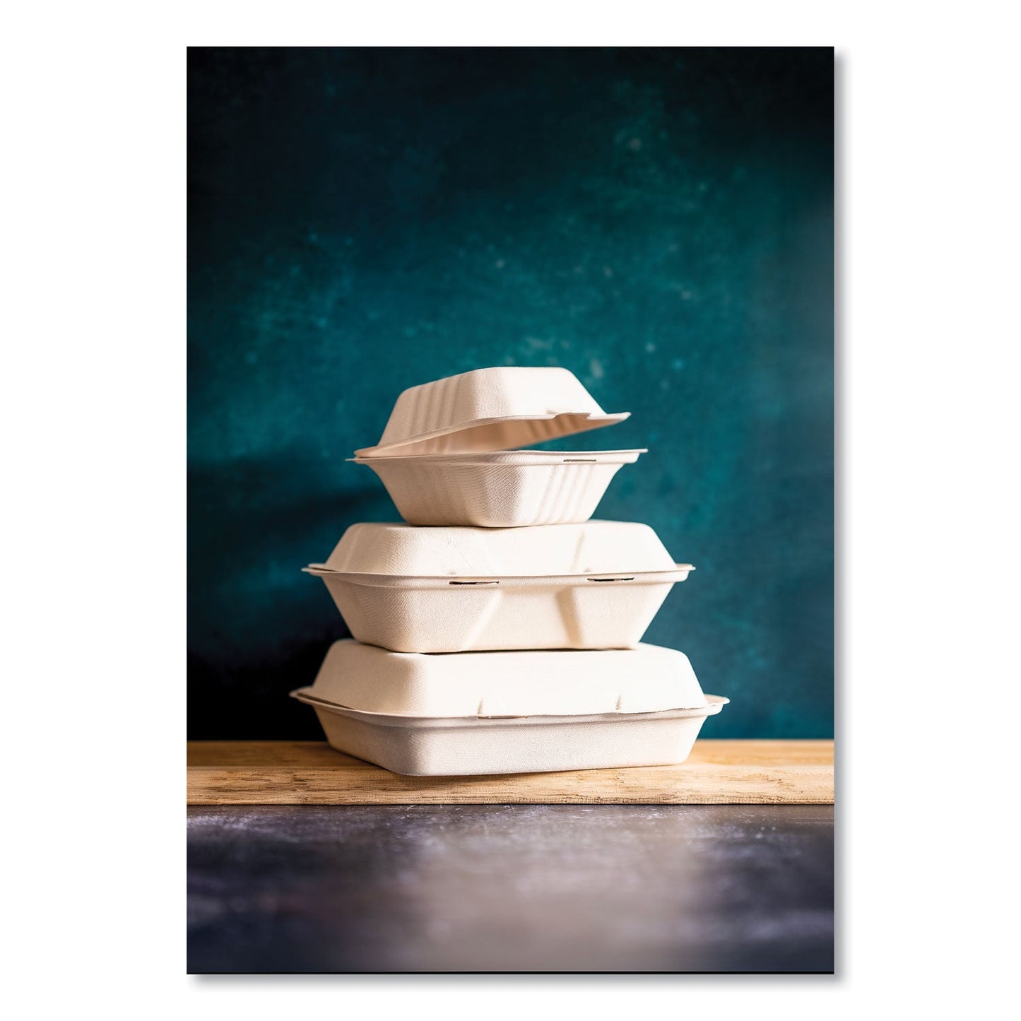 Vegware™ Nourish Molded Fiber Takeout Containers, Compostable, 3 Compartments, 7.9 x 7.9 x 2.9, White, Sugarcane, 200/Carton