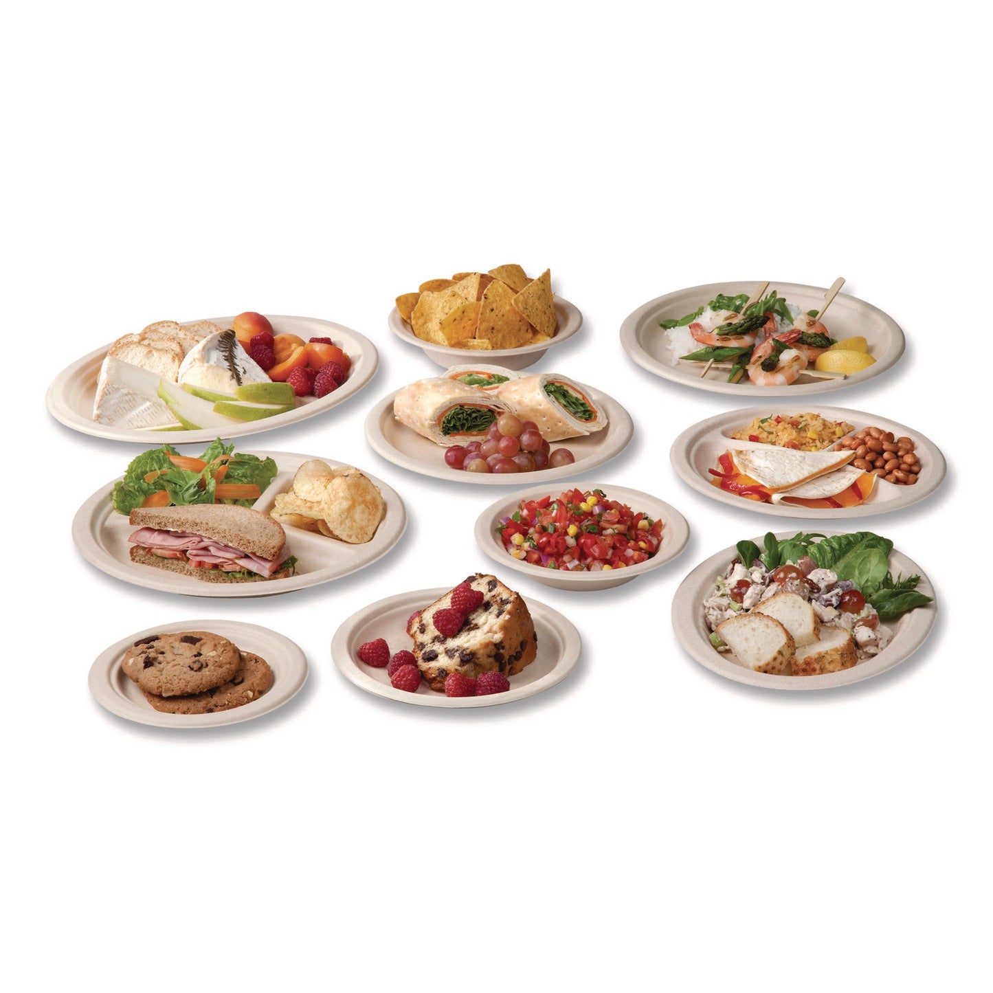 Vegware™ Nourish Molded Fiber Takeout Containers, Compostable, 5.9 x 5.9 x 2.9, White, Sugarcane, 400/Carton
