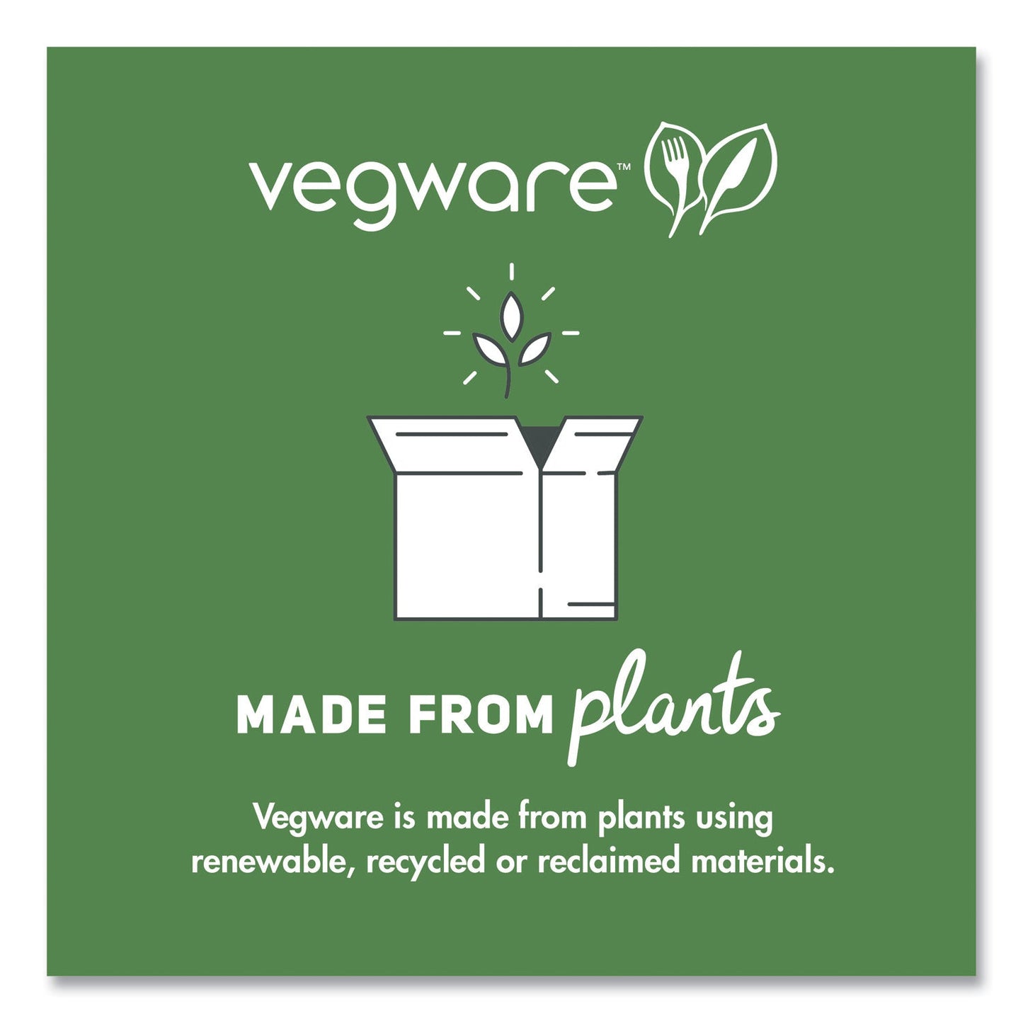 Vegware™ Nourish Molded Fiber Takeout Containers, Compostable, 3 Compartments, 7.9 x 7.9 x 2.9, White, Sugarcane, 200/Carton