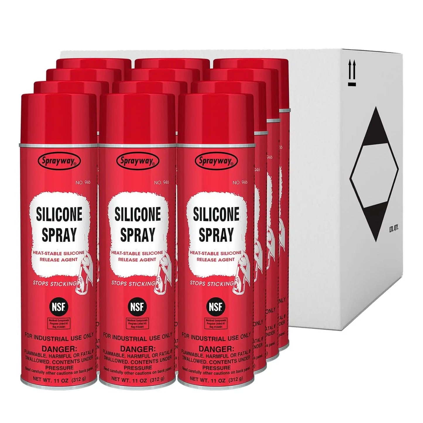 Sprayway® Silicone Spray, 11 oz Aerosol Spray, 12 Cans