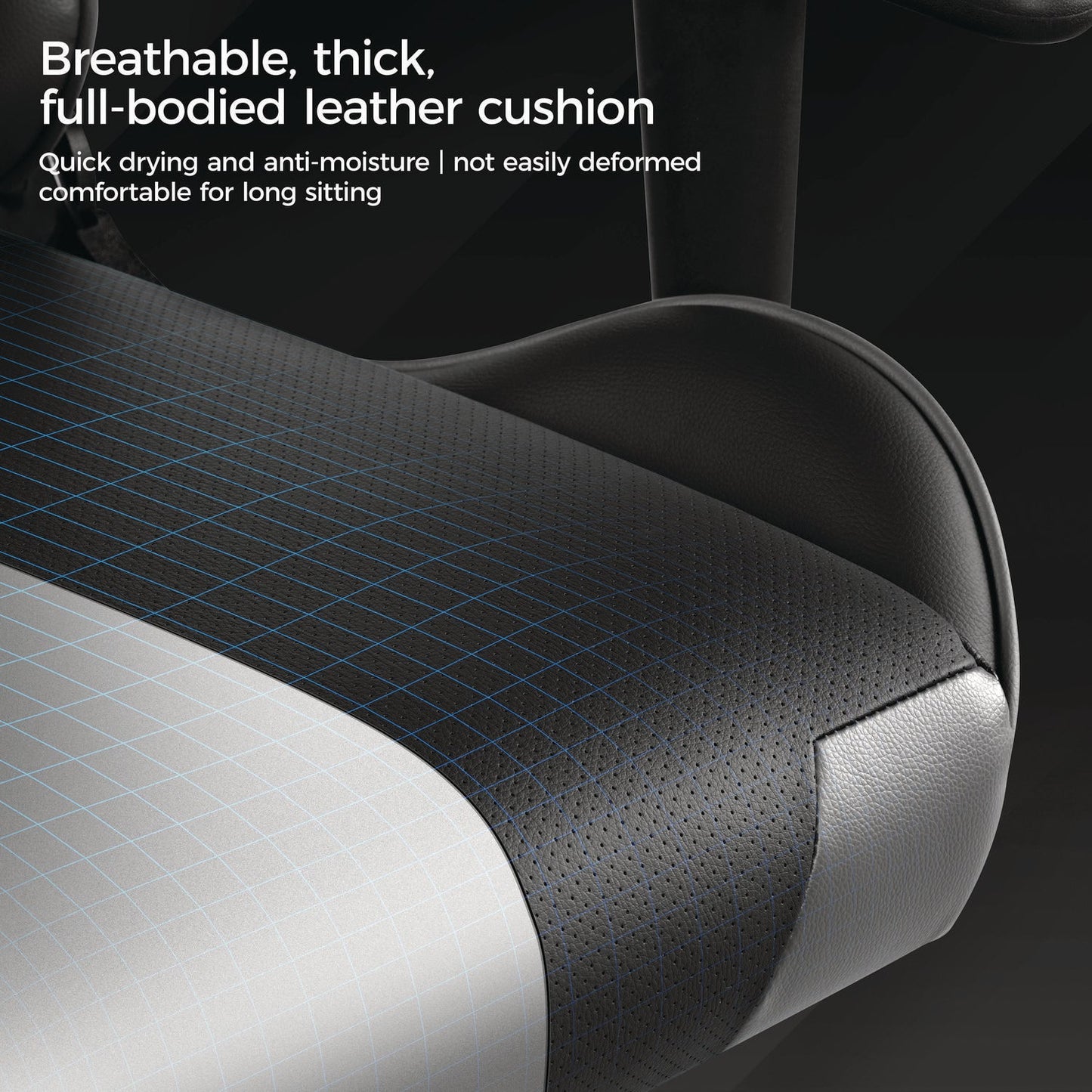 Eureka Ergonomic® Hector Ergonomic Chair, Supports Up to 300 lb, 20.25" - 24.25" Seat Height, Black PU Leather Seat, Black/Gray PU Leather Back