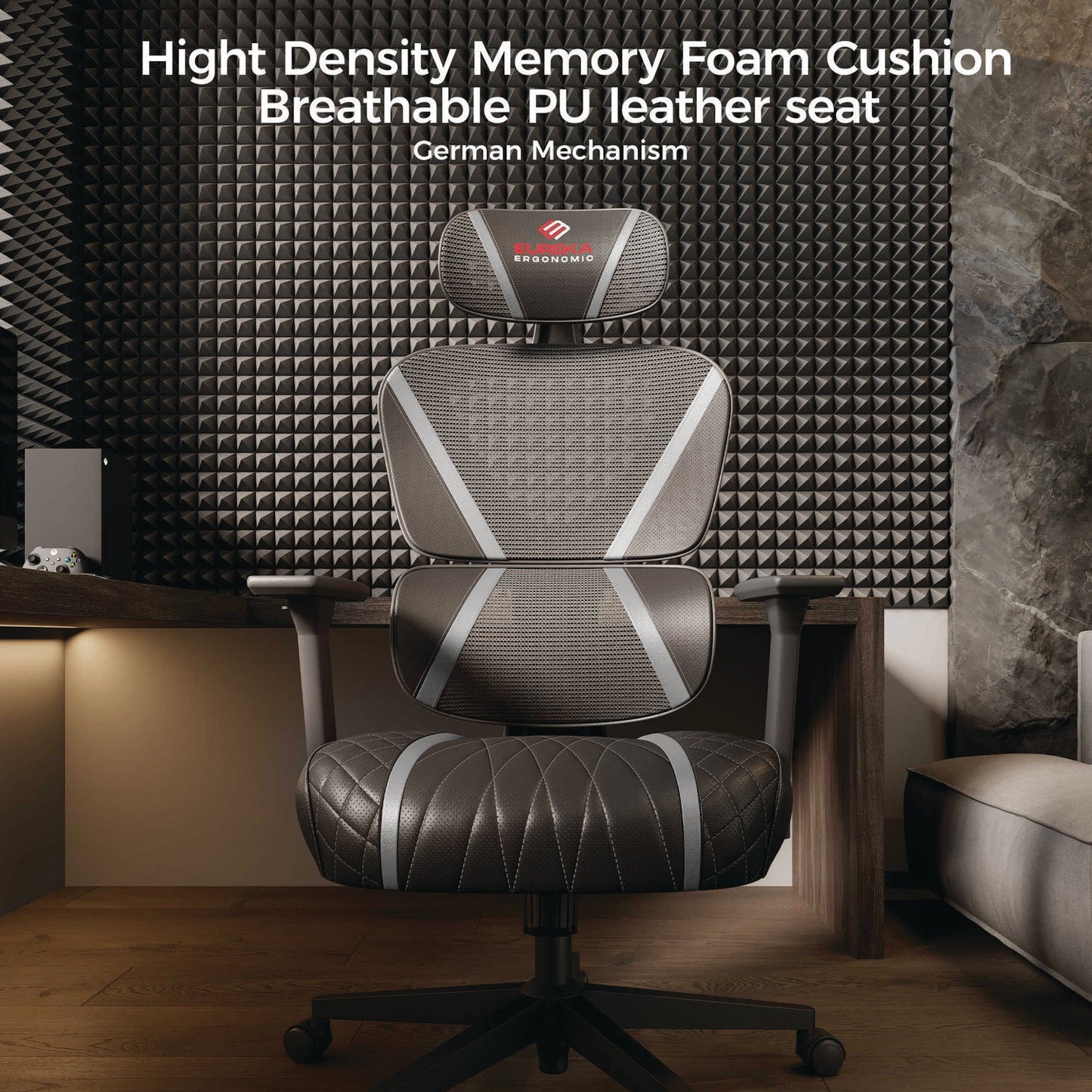 Eureka Ergonomic® Norn Ergonomic Chair, Supports Up to 275 lb, 18.11" to 22.04" Seat Height, Black/Gray Mesh Seat/Back, Black Base