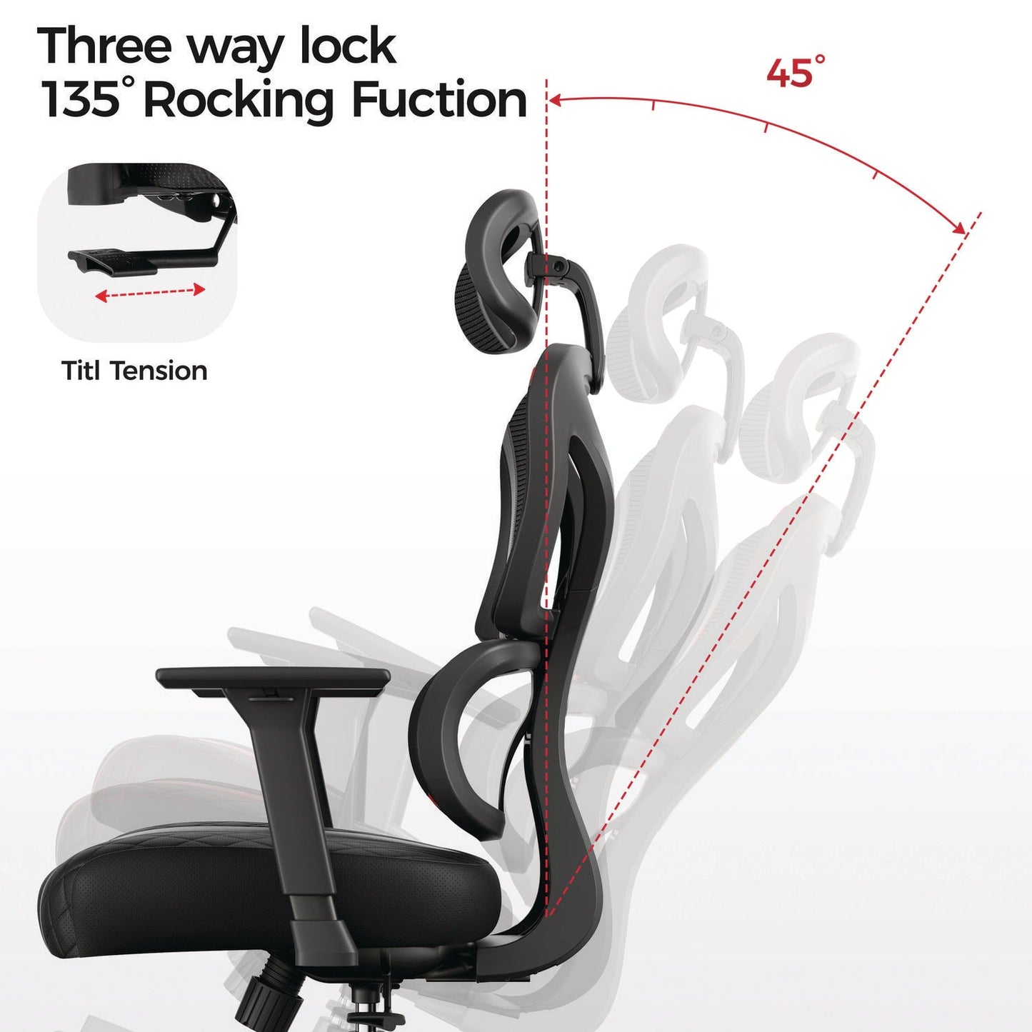 Eureka Ergonomic® Norn Ergonomic Chair, Supports Up to 275 lb, 18.11" to 22.04" Seat Height, Black/Gray Mesh Seat/Back, Black Base