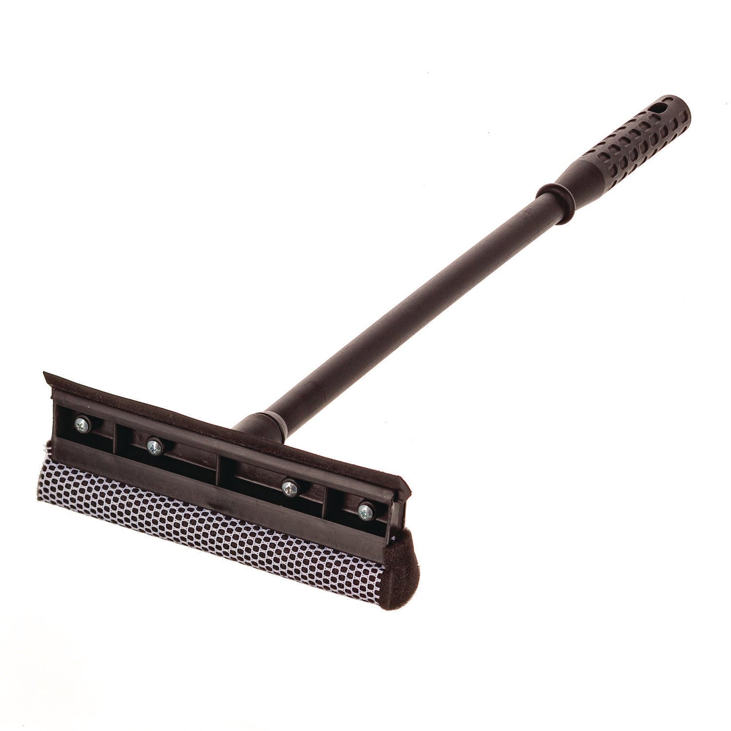 Unger® Auto Squeegee, 8" Rubber Blade, 8" Mesh Scrubber, 21" Plastic Handle with Grip, Black