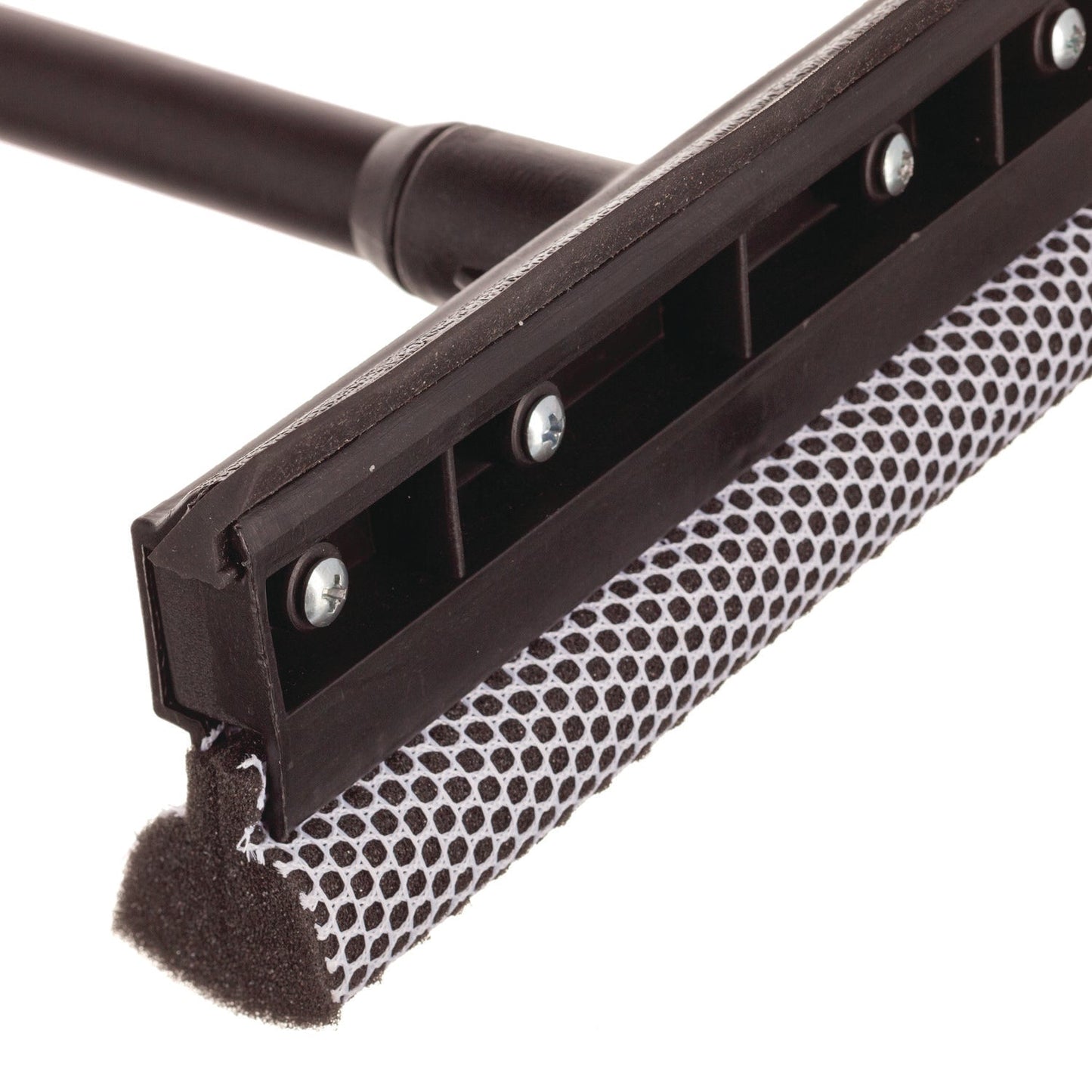 Unger® Auto Squeegee, 8" Rubber Blade, 8" Mesh Scrubber, 21" Plastic Handle with Grip, Black