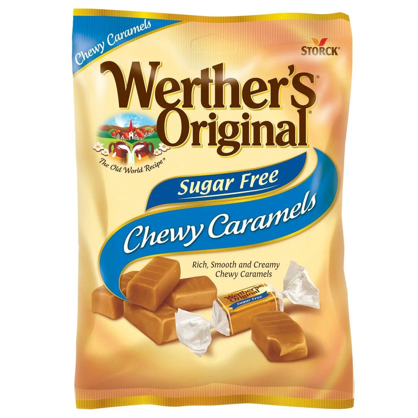 Werther's® Original® Chewy Caramels Sugar Free, 1.48 oz Bag, 24/Carton