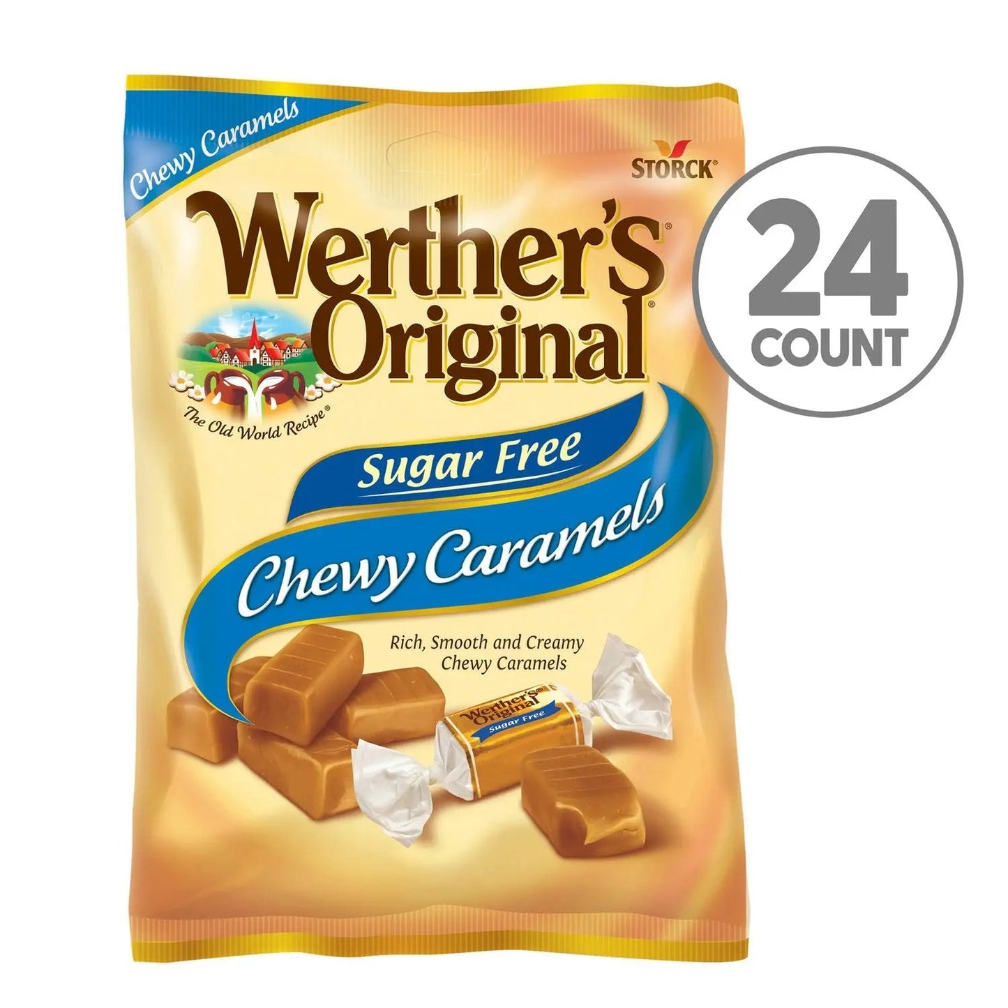Werther's® Original® Chewy Caramels Sugar Free, 1.48 oz Bag, 24/Carton