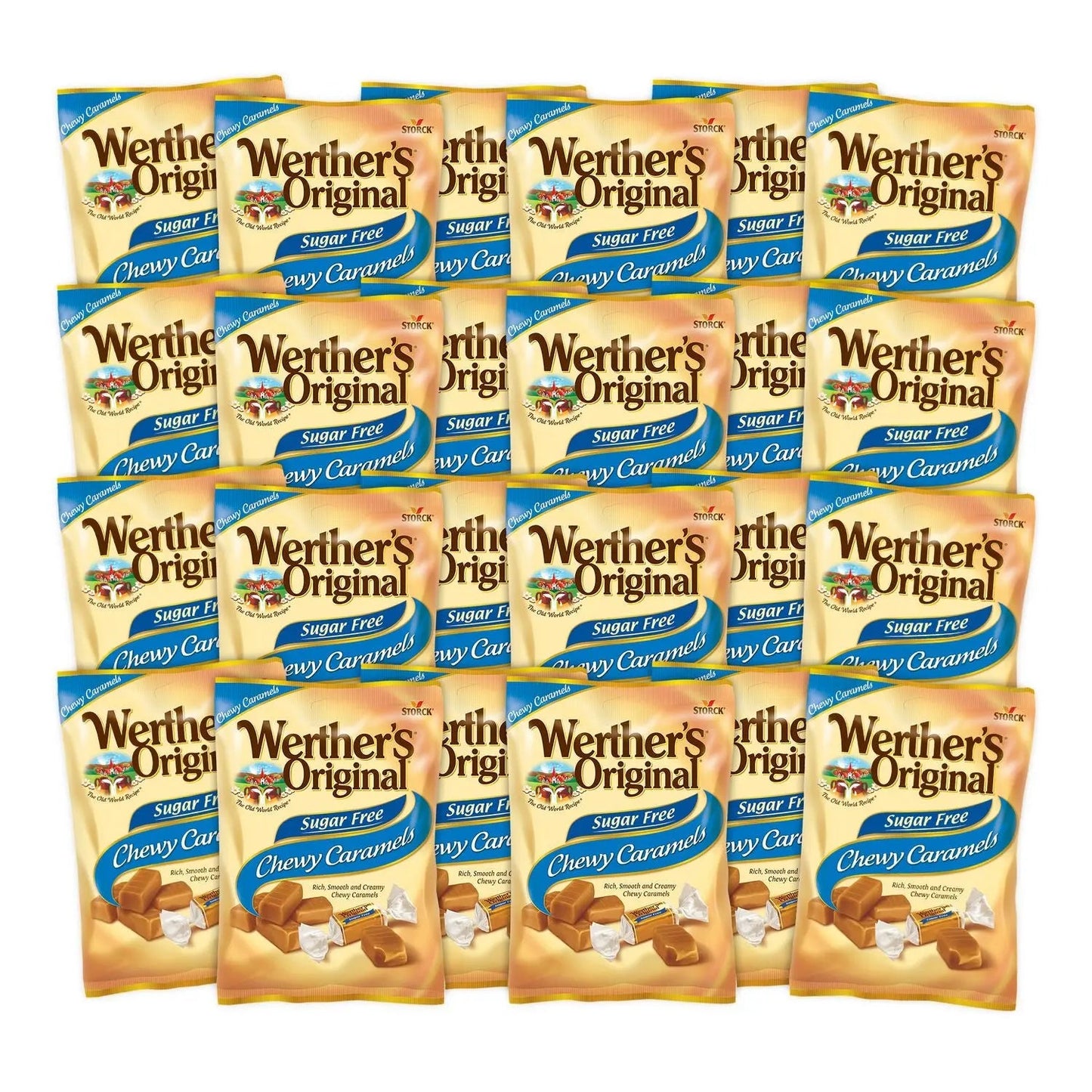 Werther's® Original® Chewy Caramels Sugar Free, 1.48 oz Bag, 24/Carton