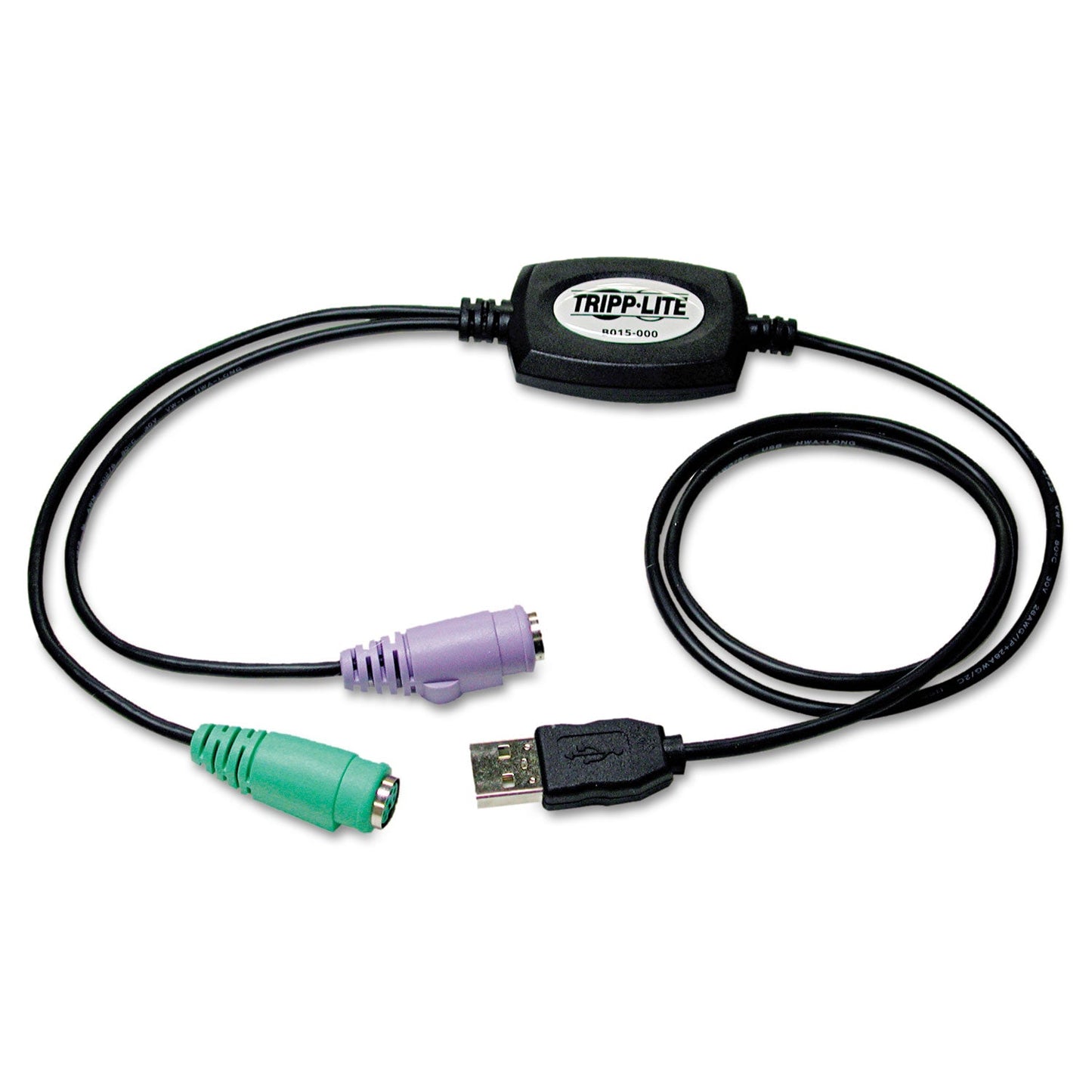 Tripp Lite by Eaton USB to PS/2 Adapter for Keyboard and Mouse, USB-A Male to (2) PS/2 Female, 18"