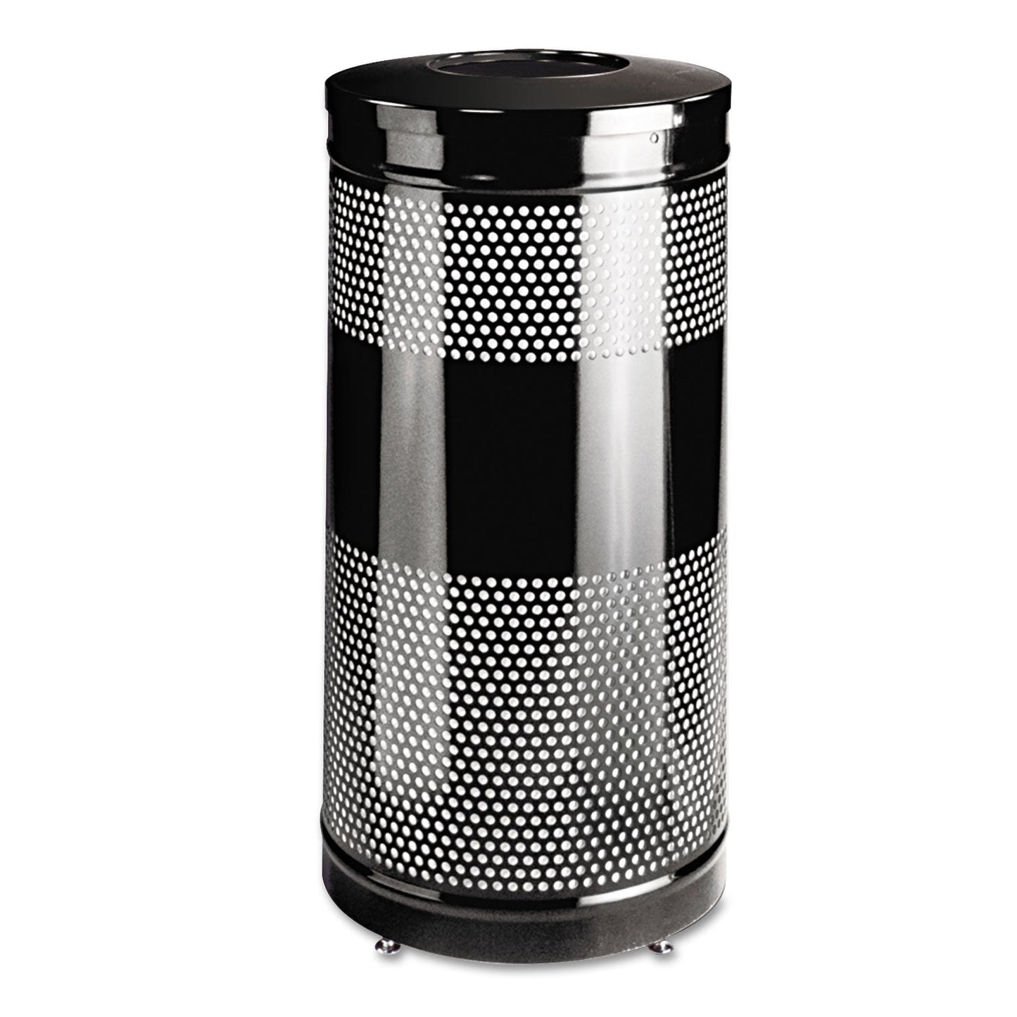 Rubbermaid® Commercial Classics Perforated Open Top Receptacle, 25 gal, Steel, Black