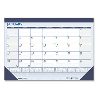 House of Doolittle™ Recycled Contempo Desk Pad Calendar, 22 x 17, White/Blue Sheets, Blue Binding, Blue Corners, 12-Month (Jan to Dec): 2025