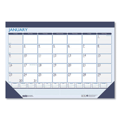 House of Doolittle™ Recycled Contempo Desk Pad Calendar, 22 x 17, White/Blue Sheets, Blue Binding, Blue Corners, 12-Month (Jan to Dec): 2025