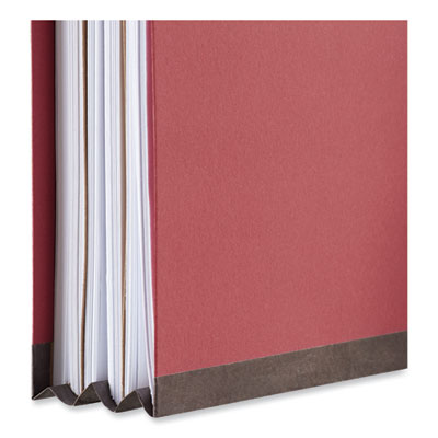 Universal® Four-Section Pressboard Classification Folders, 2" Expansion, 1 Divider, 4 Fasteners, Letter Size, Red Exterior, 10/Box