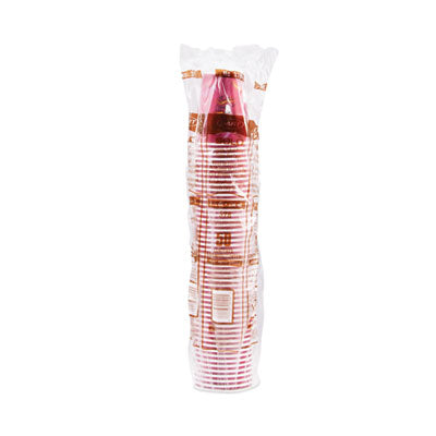 SOLO® Paper Hot Drink Cups in Bistro Design, 8 oz, Maroon, 50/Bag, 20 Bags/Carton