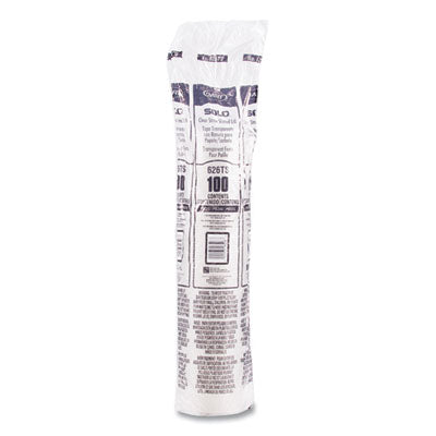 SOLO® PETE Flat Straw-Slot Cold Cup Lids, Fits 16 oz to 24 oz Cold Cups, Plastic, Clear, 100/Pack, 10 Packs/Carton