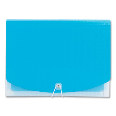 Smead Poly Expanding Folders, 12 Sections, Cord/Hook Closure, 1/6-Cut Tabs, Letter Size, Teal/Clear