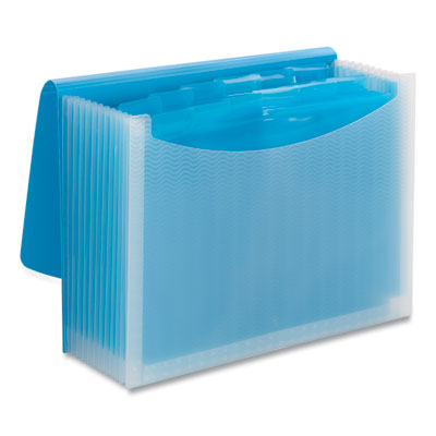 Smead Poly Expanding Folders, 12 Sections, Cord/Hook Closure, 1/6-Cut Tabs, Letter Size, Teal/Clear