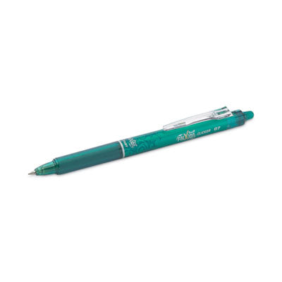 Pilot® Frixion Clicker Erasable Gel Pen, Retractable, Fine 0.7 Mm, Green Ink, Green Barrel, Dozen