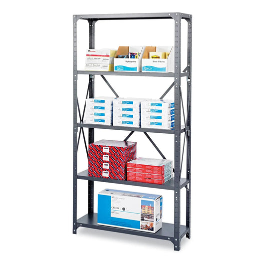 Safco® Commercial Steel Shelving Unit, Five-Shelf, 36w X 18d X 75h, Dark Gray